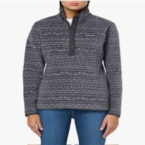 NEW Columbia Benton Springs Gray 1/2 Snap Fleece Pullover Sweater Womem's sz‎ XL - Picture 1 of 14